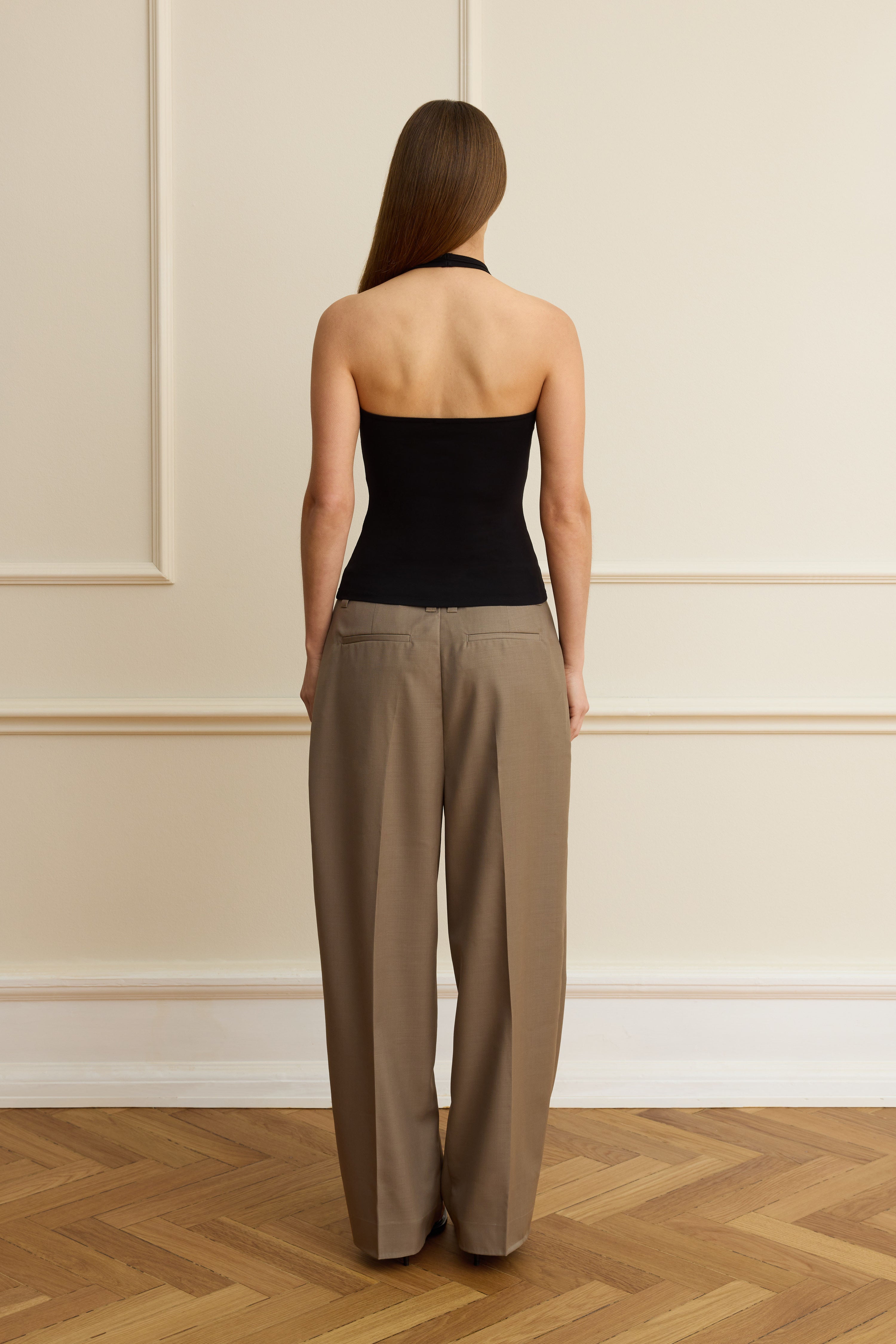 Black sculpted halterneck top