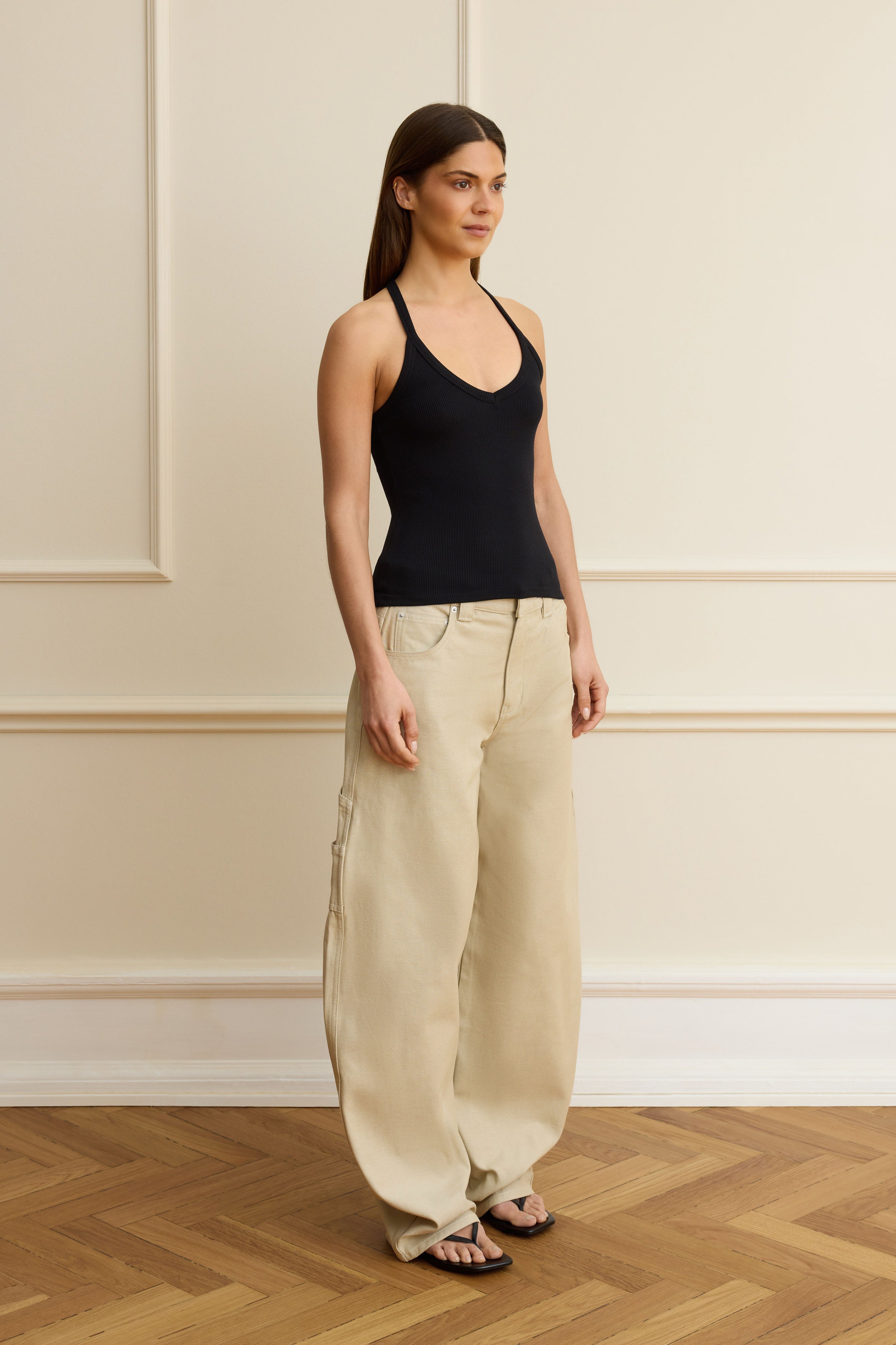 Black ribbed v-neck tank