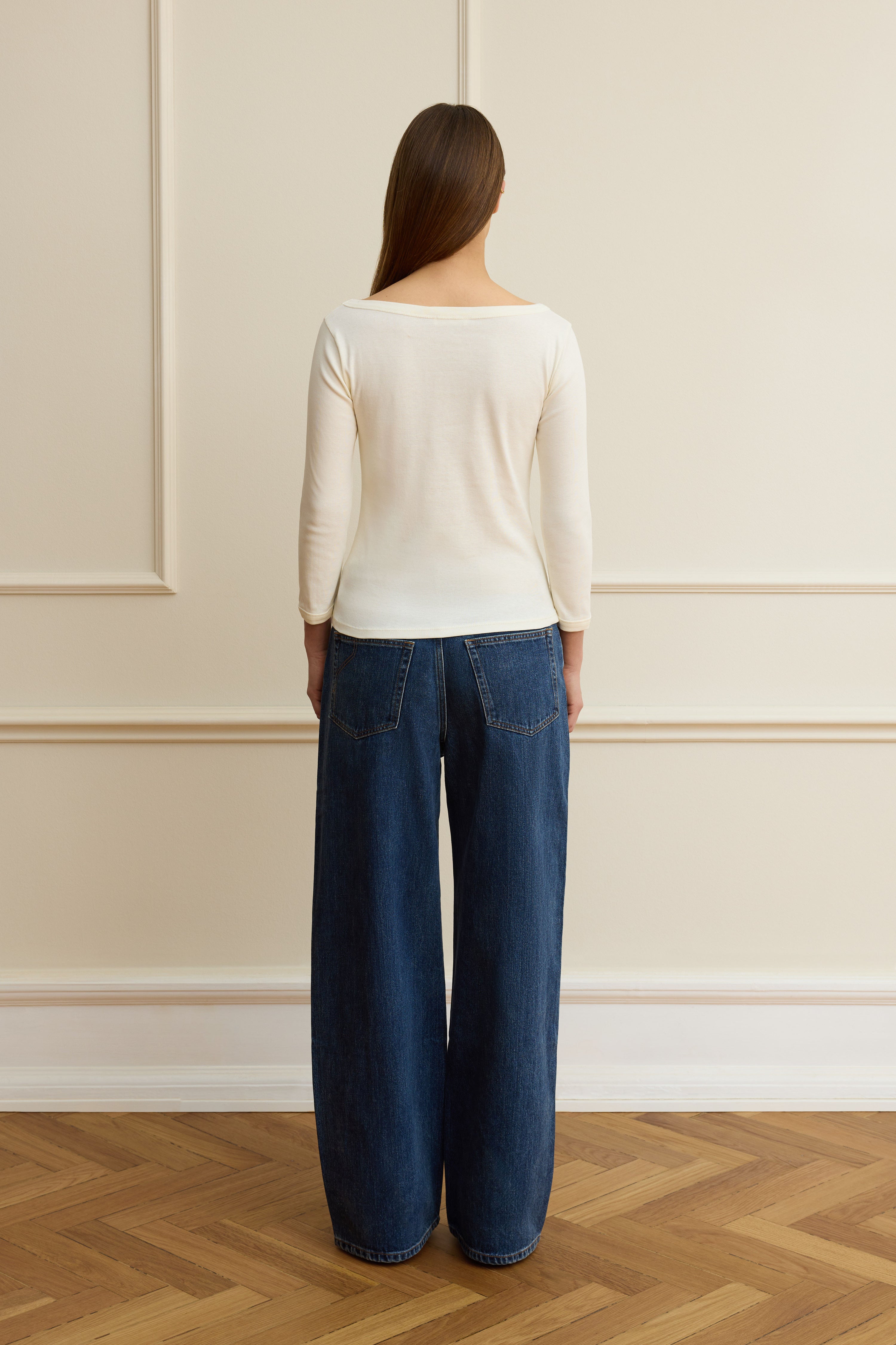 Cream boat neck tee