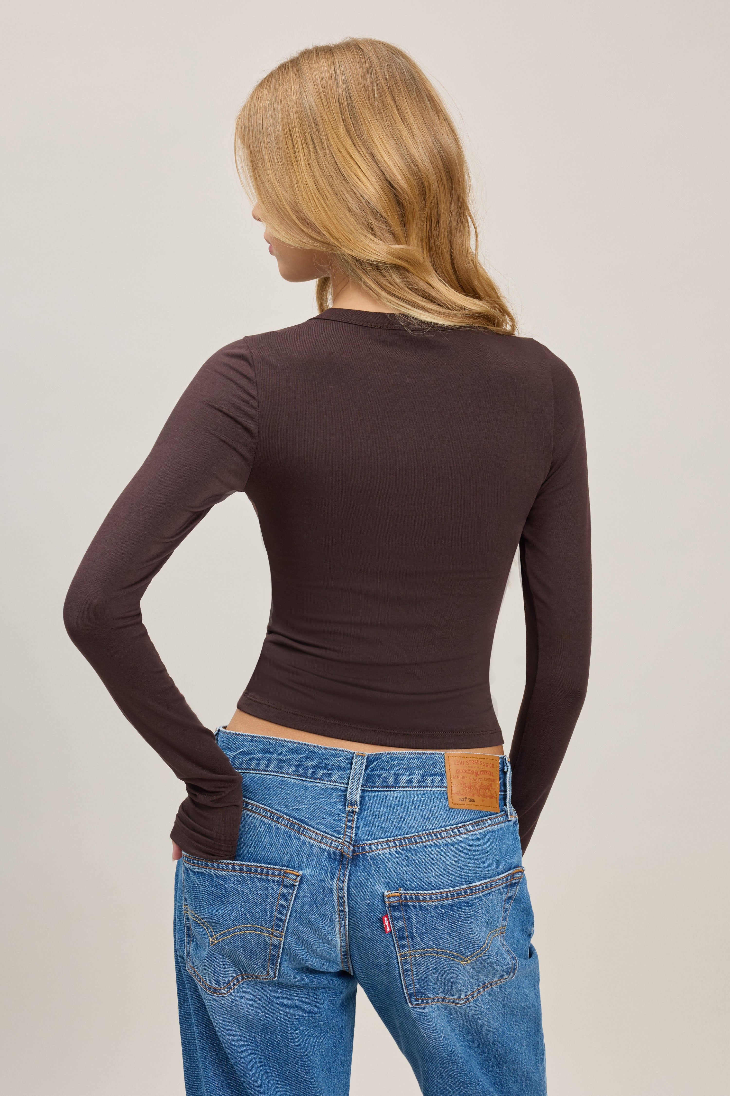 Brown classic crew neck top