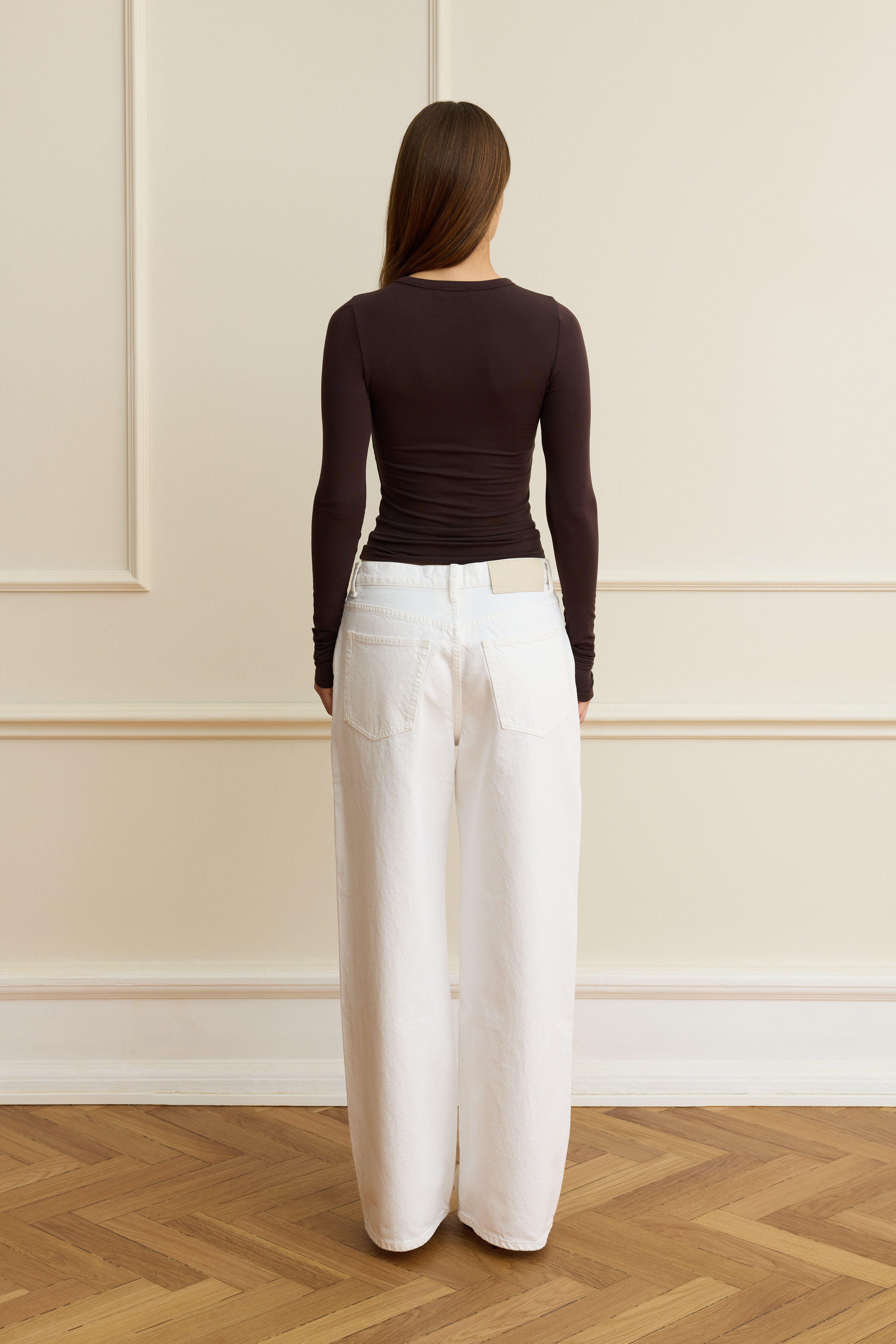 Brown classic crew neck top