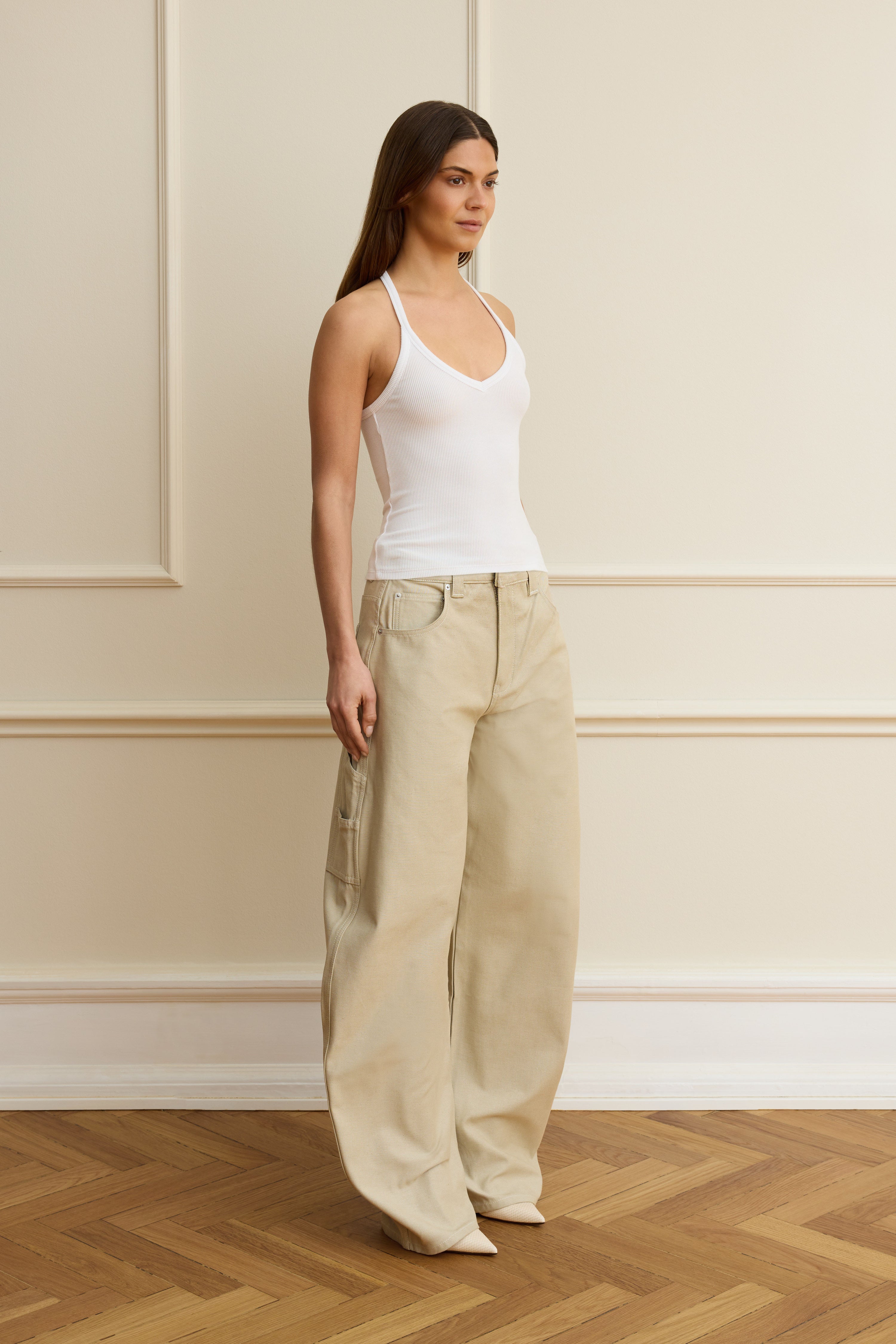 White ribbed v-neck tank
