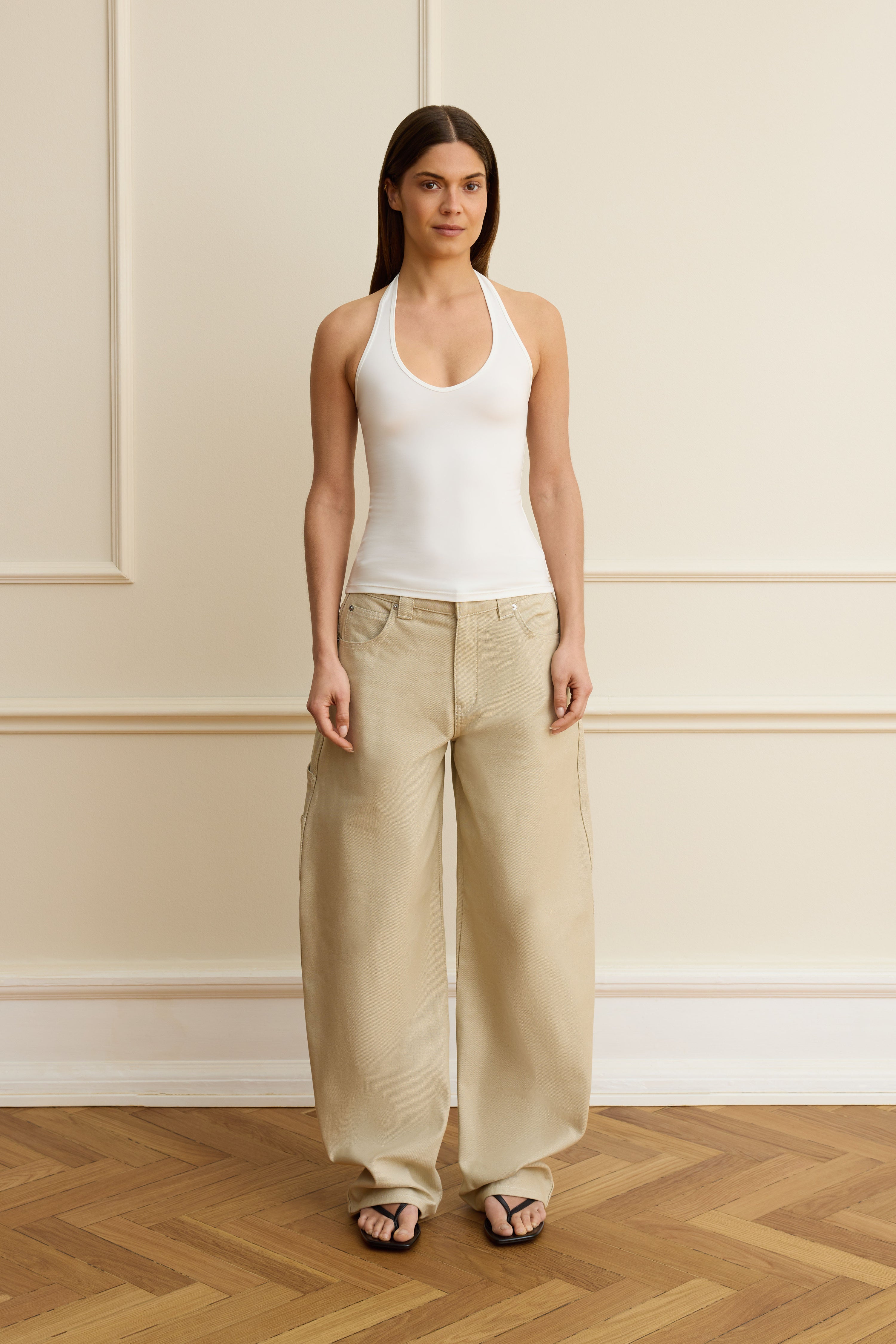 White sculpted halterneck top