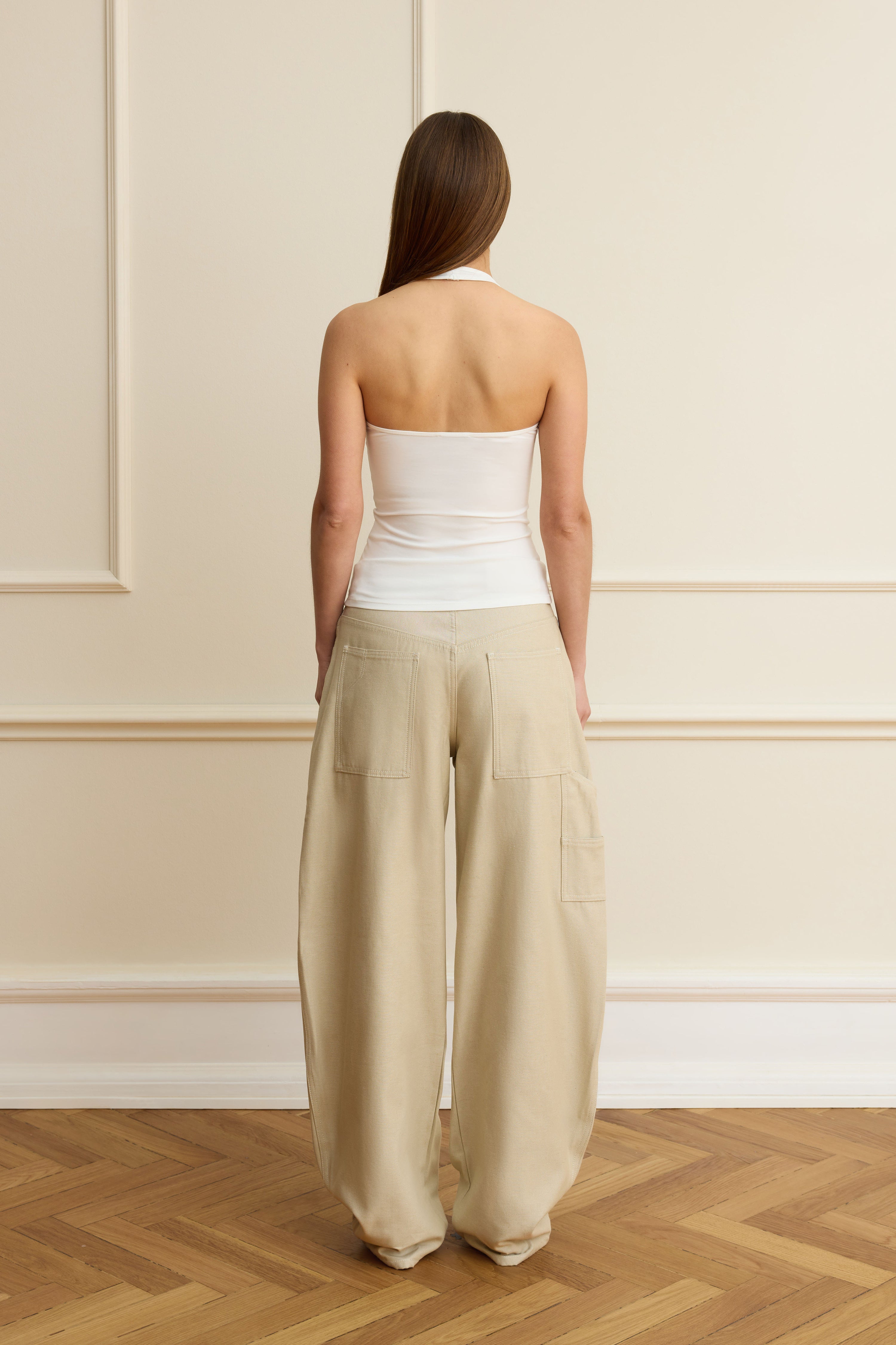 White sculpted halterneck top