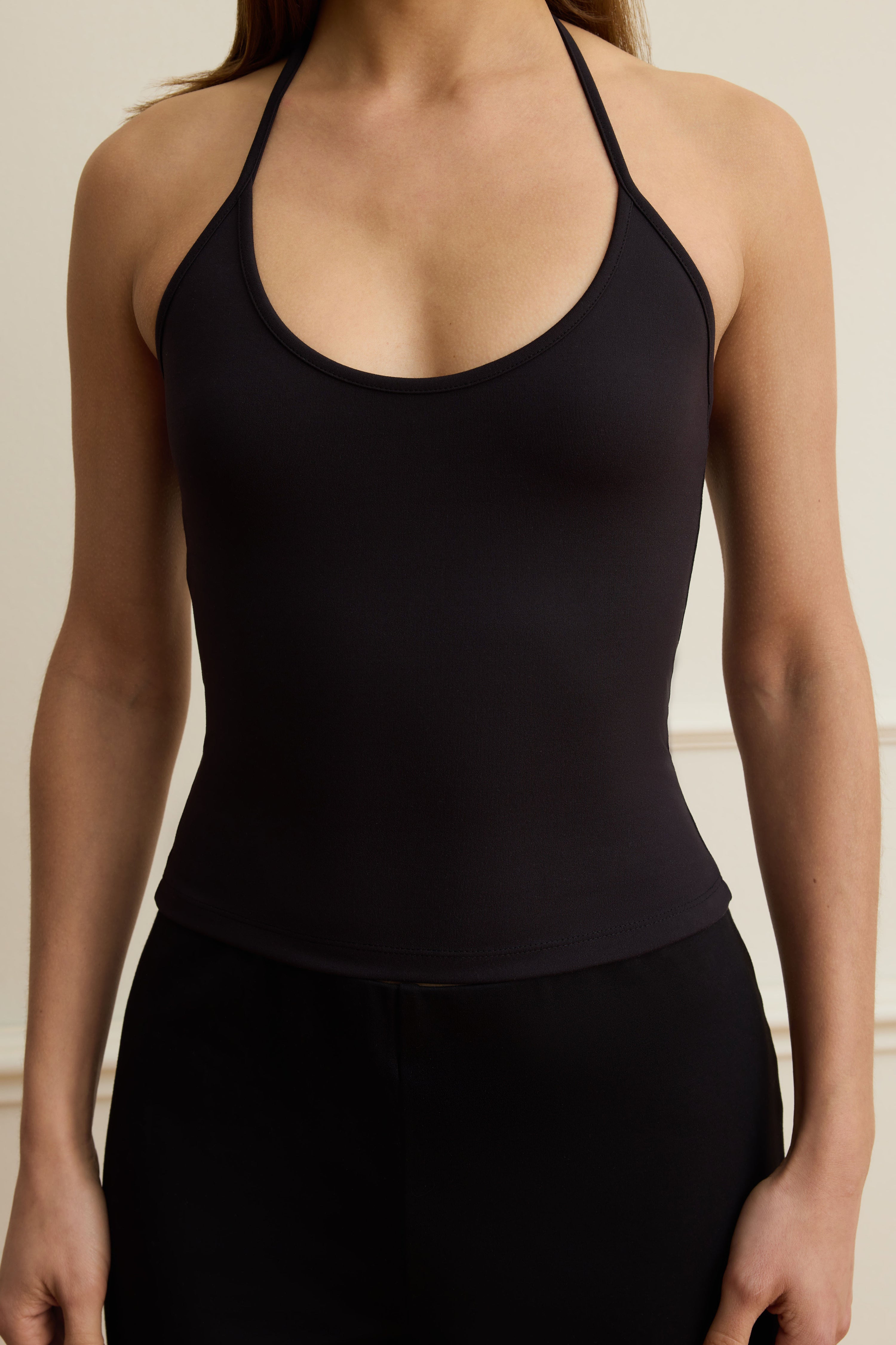 Black contour halterneck top
