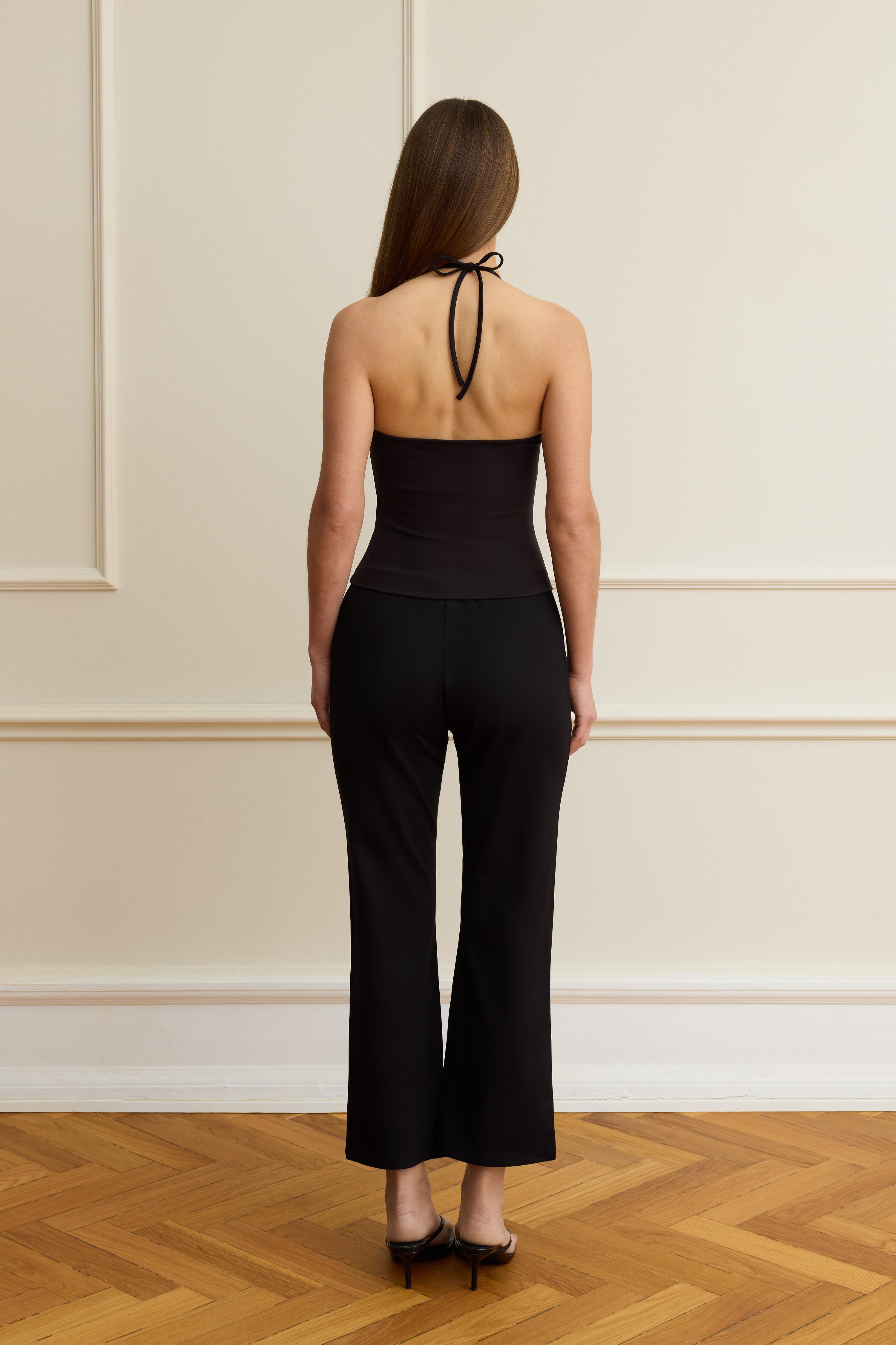 Black contour halterneck top
